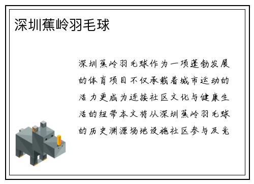 深圳蕉岭羽毛球
